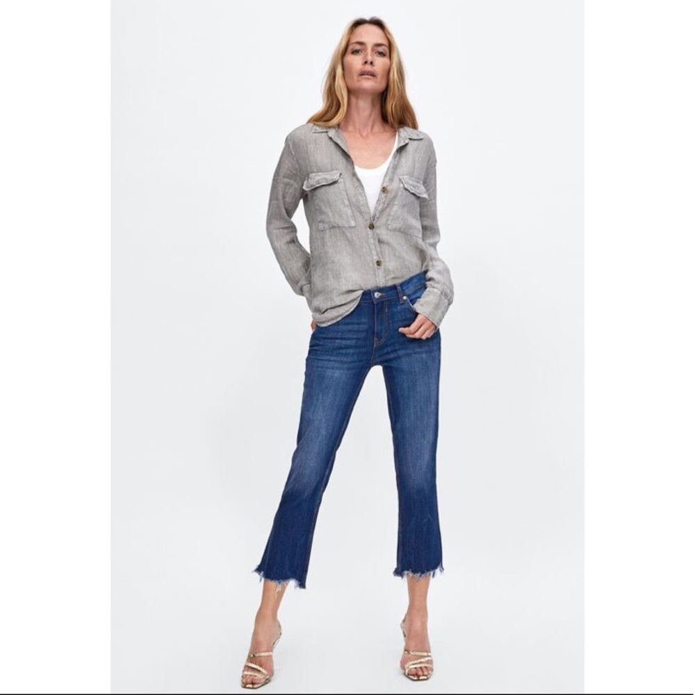 Zara Mid Rise Raw Edge Ankle Jeans -Size 4